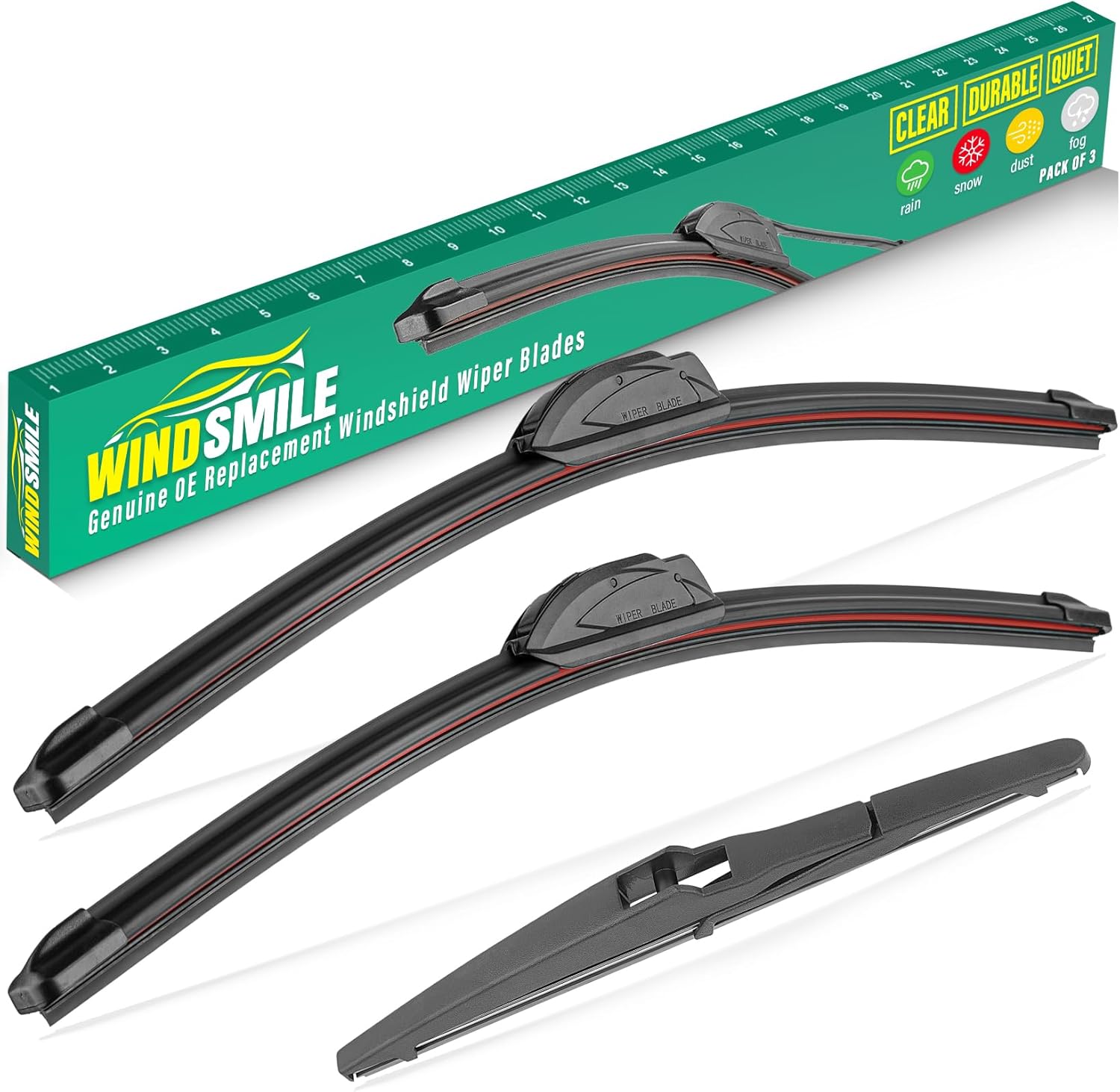 24" 18" 10" Windshield Wiper Blades Replacement for Jeep Compass 2018 2019 2020 2021 2022 Premium All Weather Front Rear Wipers Set - OEM Quality (Pack of 3)