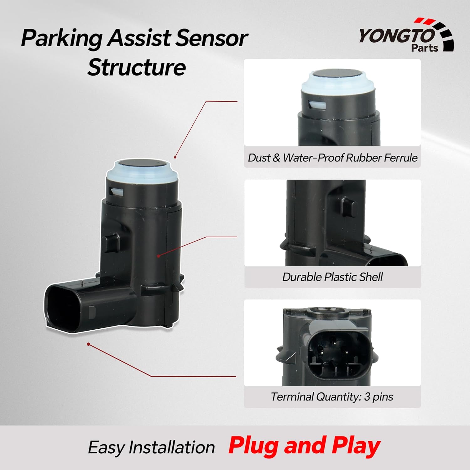 9L3Z-15K859-D 4Pcs Reverse Backup Parking Assist Sensor Compatible with Ford F-150 2009-2014 Replace OE 9L3Z15K859C