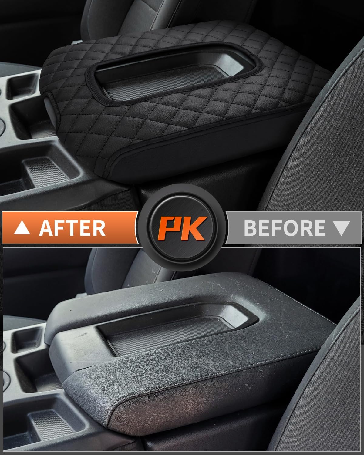 Shademax Center Console Cover for Chevy Silverado & GMC Sierra 2019-2025 2026 Accessories, Silverado Armrest Cover Jump Seat Console Cushion Pad Middle Console Armrest Lid Protective Cover PU Leather