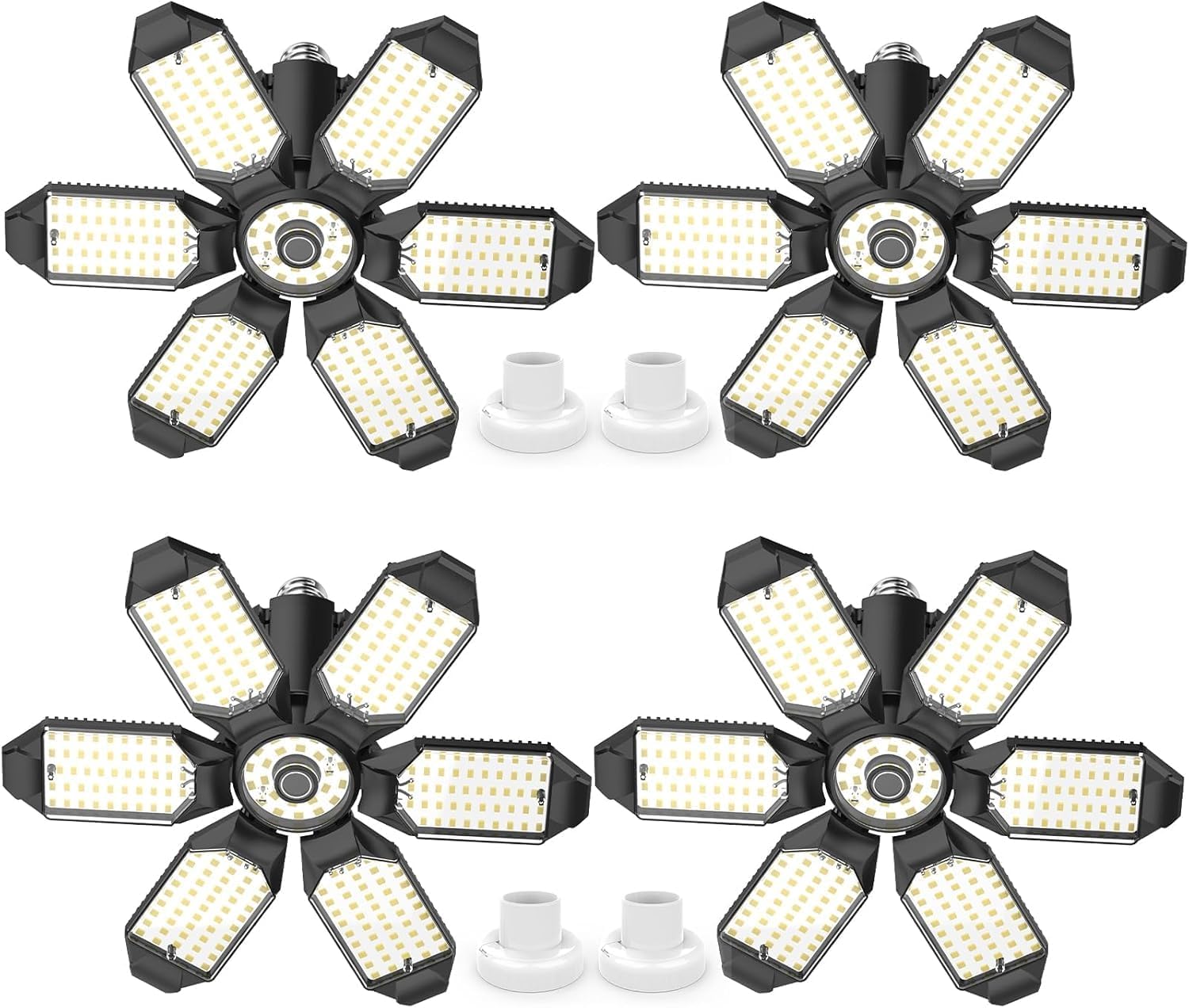 4 Pack LED Garage Lights,220W Super Bright Ceiling Led Shop Lights,Deformable Scew in E26 Base Garage Light for Basement Warehouse Workshpo