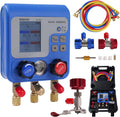 Digital Manifold Gauge Set, HVAC Pressure and Air Tightness Test Gauges, Refrigerant AC Gauges with 3 Hoses, for R22/R410A/R134A Refrigerant Recharge Kit