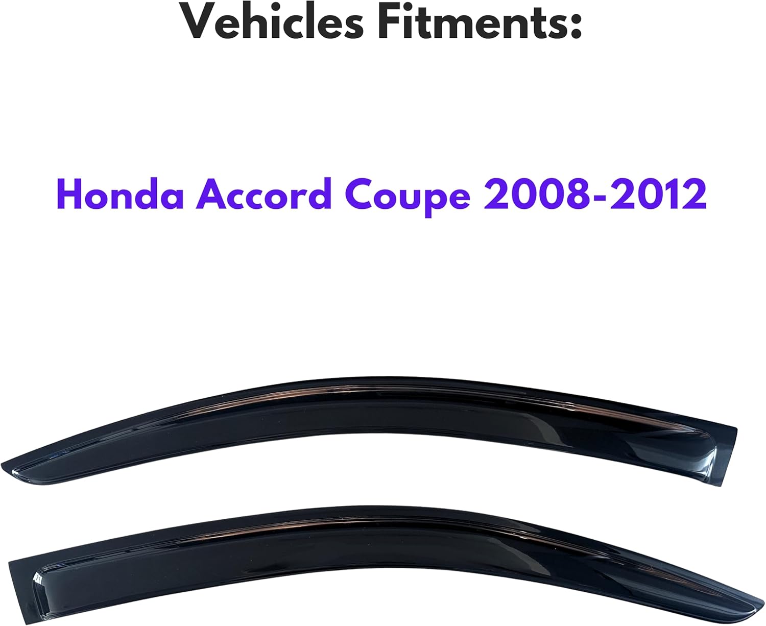 KPY Window Visor Compatible with Honda Accord Coupe 2008-2012, 2PC Rain Guard Side Window Vent Deflectors Tape-On Style, 2008 2009 2010 2011 2012