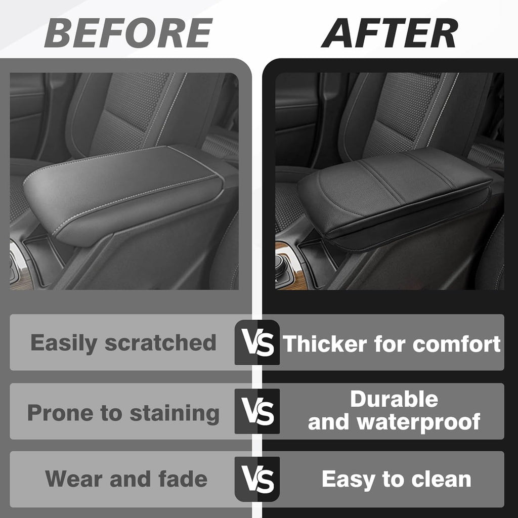 Muslogy Center Console Cover 1-Inch Extra Thick Armrest Pad Compatible with 2017-2023 GMC Acadia Arm Rest Cushion Padding Anti-Scratch Console Leather Lid Protector