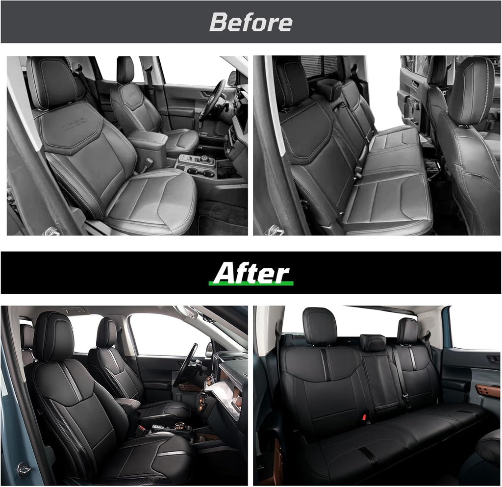 for Ford Maverick Custom Car Seat Covers Full Set,Full Coverage Design Car Seat Compatible with Airbags ,Easy to Install leather Seat Covers,Fit Ford Maverick 2022-2025 XL XLT Lariat Models (Black)