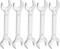 HARFINGTON 5pcs Double Open End Wrench 22mm x 24mm Metric 15 Degree Offset Angle Small Flat Head Wrench Galvanizing Open Ended Spanner for Automotive Repair Furniture Assembly