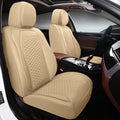 2 Packs Car Seat Covers Leather Car Seat Covers Universal Seat Covers for Car, SUV,Truck (Beige)