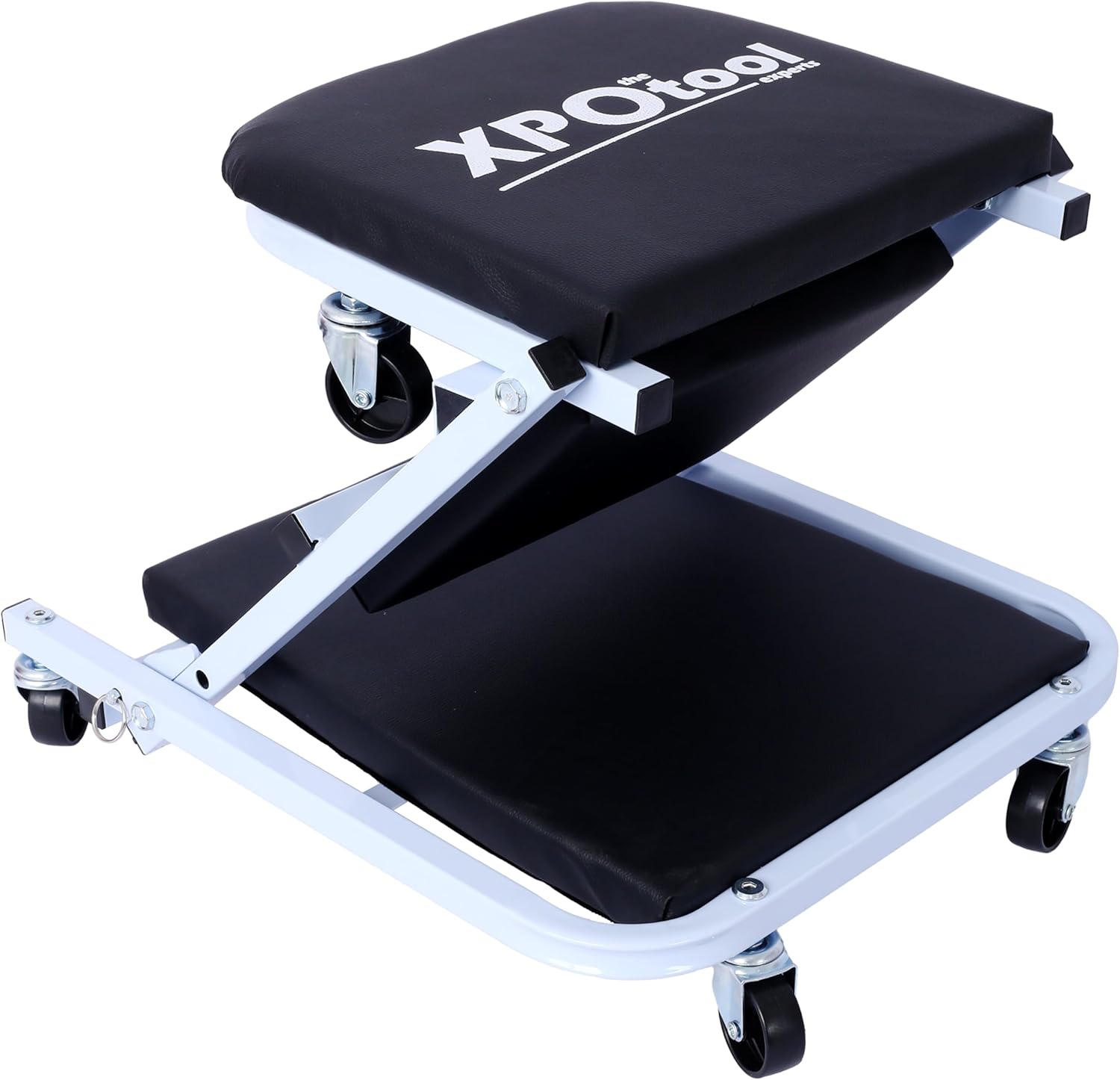 Mechanic Creeper and Stool, 36" Z Creeper Seat, 2-in-1 Garage Tool, 300 lbs Capacity, Low Profile with 6 Wheels (White)