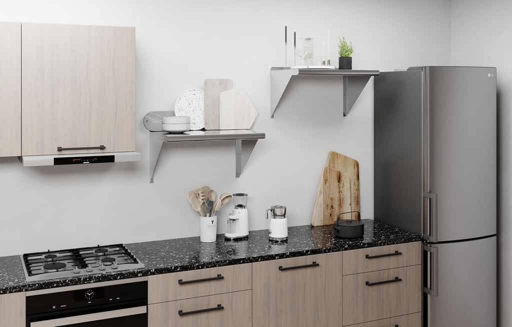 AmGood 24" Long X 16" Deep Stainless Steel Wall Shelf | NSF Certified | Appliance & Equipment Metal Shelving | Kitchen, Restaurant, Garage, Laundry, Utility Room