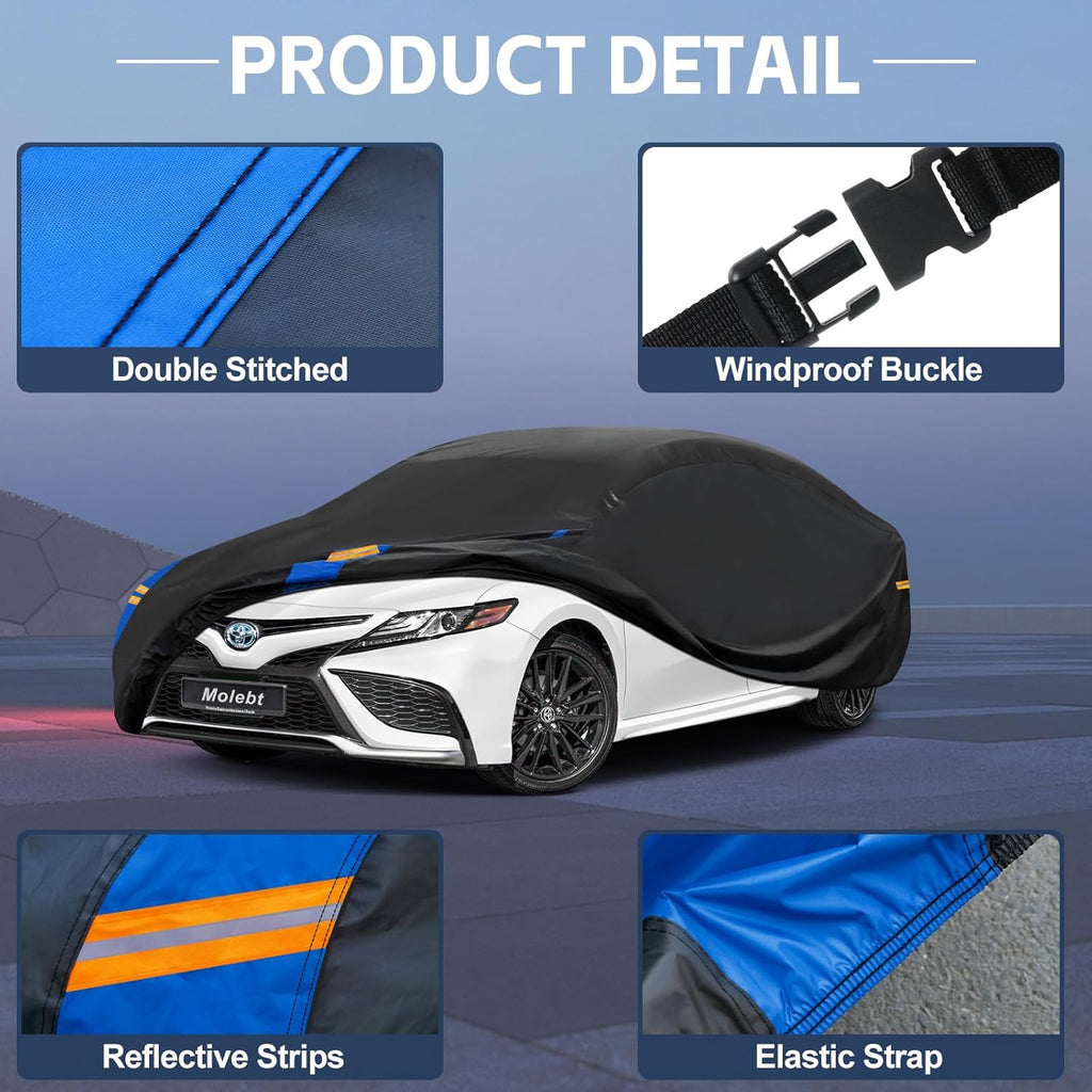 SUV Car Cover Waterproof All Weather for Automobiles, Full Exterior Covers for Jeep (191-201 inch) Universal Fit for Jeep Grand Cherokee, Ford Explorer, etc. Rain Winter Sun Snow Protection.