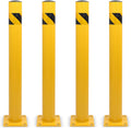 BISupply Safety Bollard Post Parking Barrier 4 Pack - 42in Yellow Pipe Bolt Down Bollard for Garage Lot