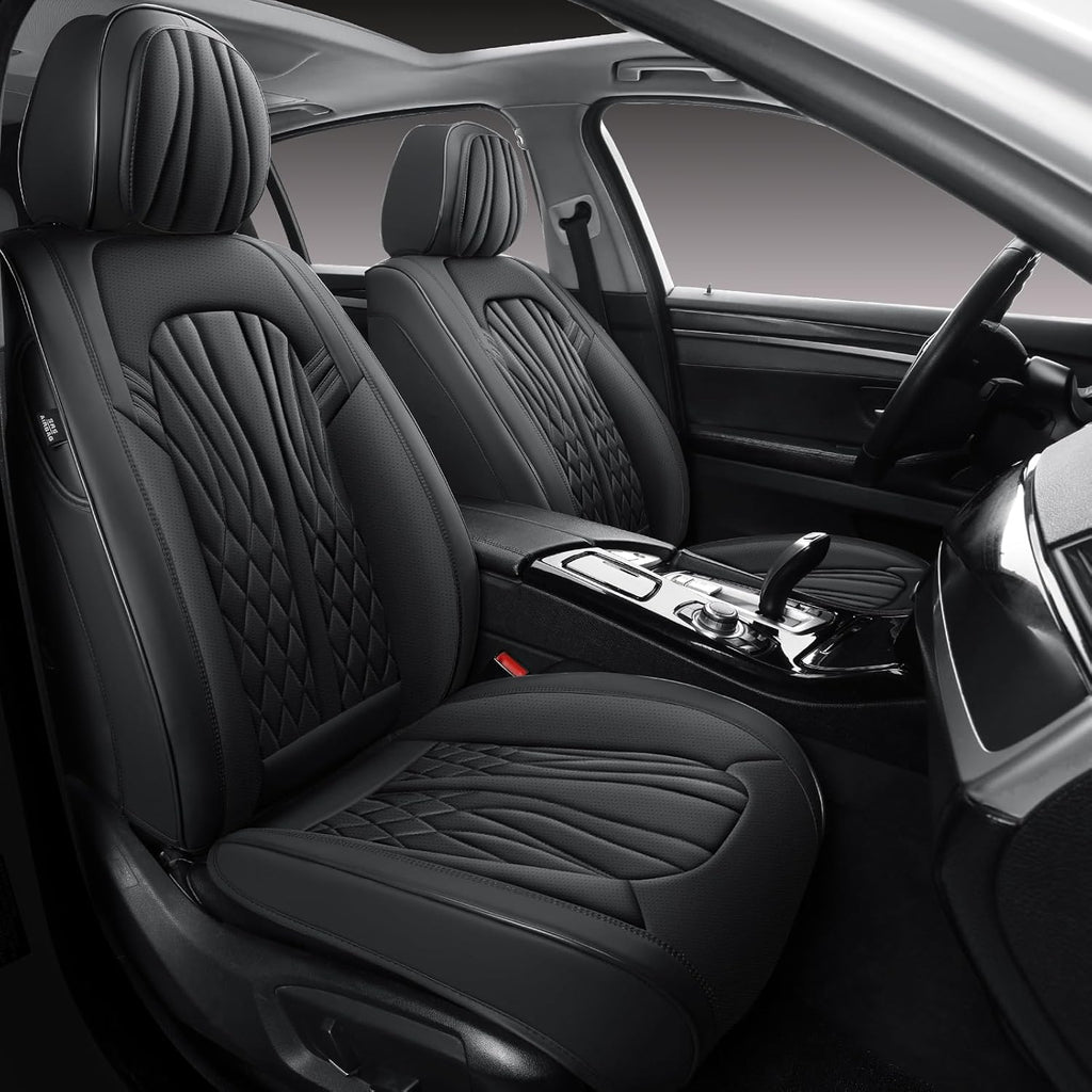 Seat Covers for Cars, Waterproof Seat Covers, Leather Car Seat Covers 2 Pack, Universal Seat Cushion Protector for Most Cars Black