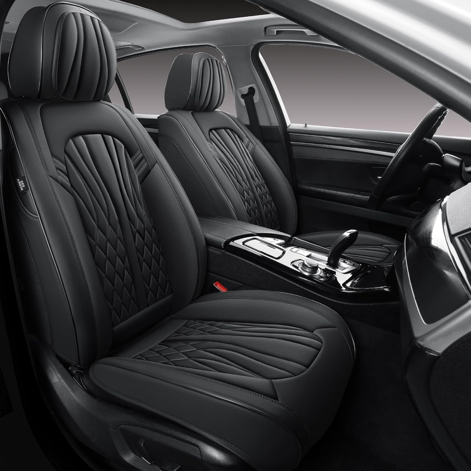Seat Covers for Cars, Waterproof Seat Covers, Leather Car Seat Covers 2 Pack, Universal Seat Cushion Protector for Most Cars Black
