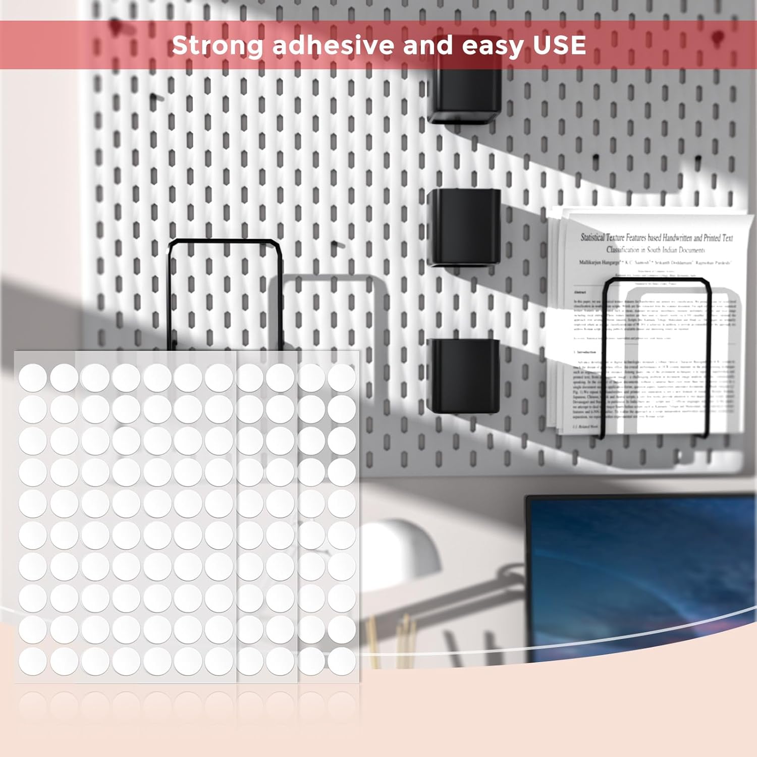 270pcs Double Sided Tape Wall Nano Sticky Dots Mounting Putty Two Sided Adhesive Strips Strong Sticky Tack No Traces - Crafts Poster Decoration Picture Hanging Crafting Party - 0.8" Round & Strips