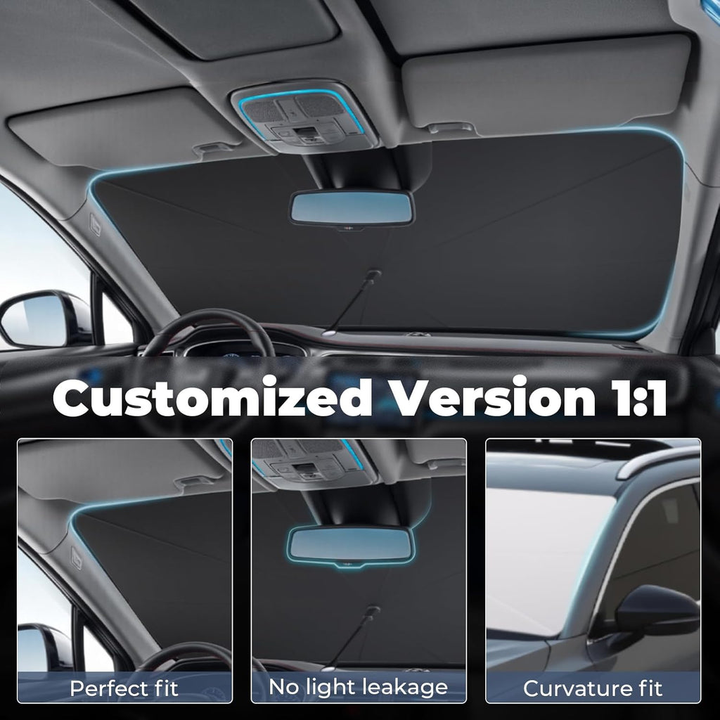 Windshield Sun Shade Umbrella: for Ford-Bronco-Sport-2021-2024 - Front Custom Car Window Shades - Double Thickened Foldable Bronco Sport Sunshades Block UV Keep Cool