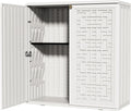 ZZM HDPE Outdoor Storage Shed, Outdoor Plastic Storage Cabinet, Horizontal Resin Tool Shed for Garden, All Weather Outdoor Storage Clearance, DIY Usage, with one Shelf (White)