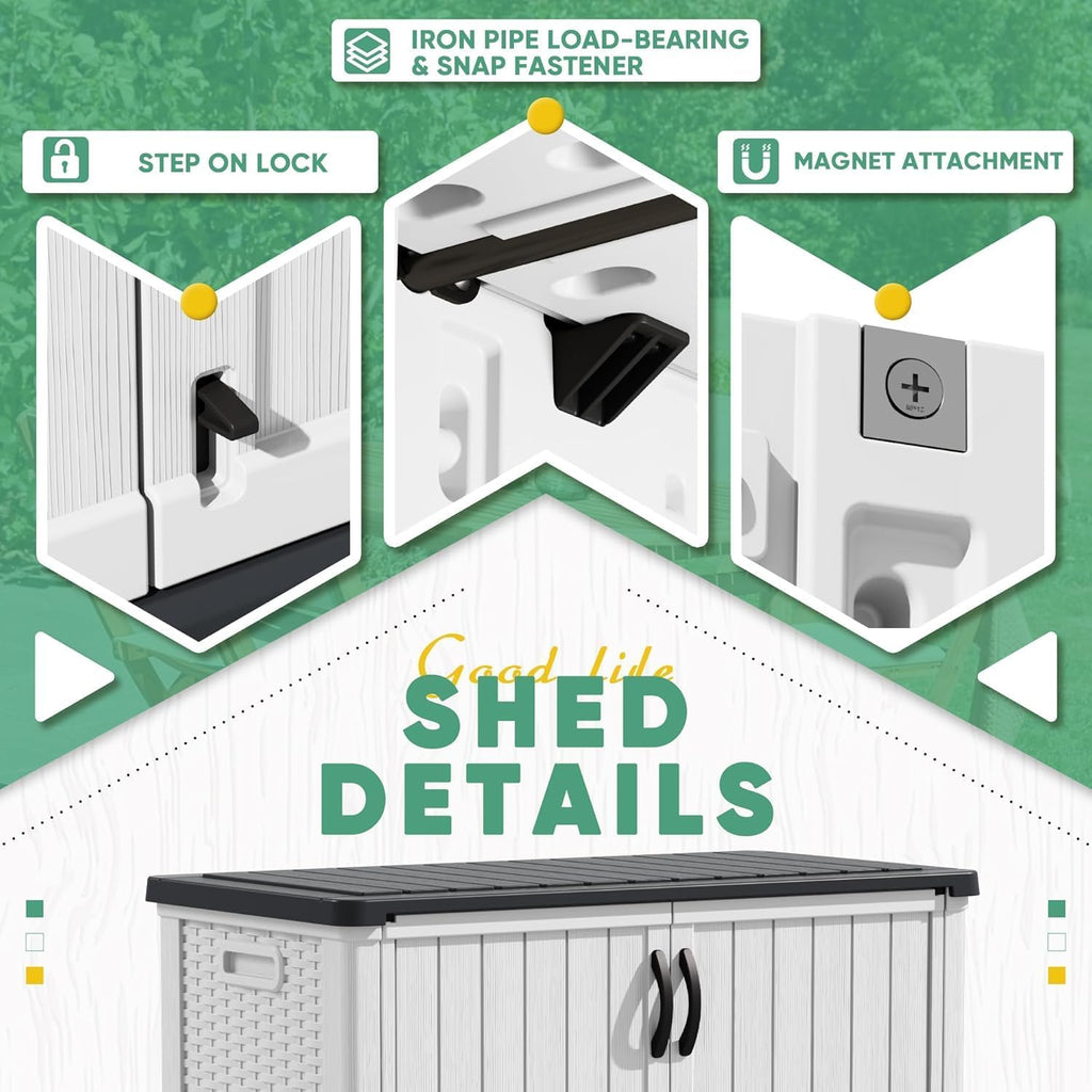 Devoko 50 Cu Ft Outdoor Storage Cabinet - Waterproof Vertical Shed for Patio, Garden & Deck, Heavy-Duty Tool Storage Box for Cushions, Accessories & Equipment, Durable & Weather-Resistant (White)