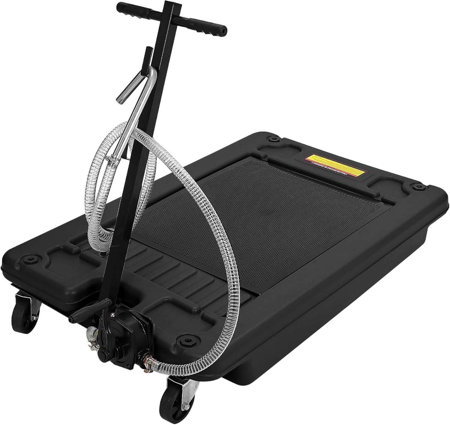 ‌17 Gal Low Profile Oil Drain Pan, Heavy Duty Mobile Oil Changing Pan with Hand Pump, 8 Ft Hose & Quick Drain Valve, Leak-Proof Design for Truck Car Motorcycle, Garage Workshop Use