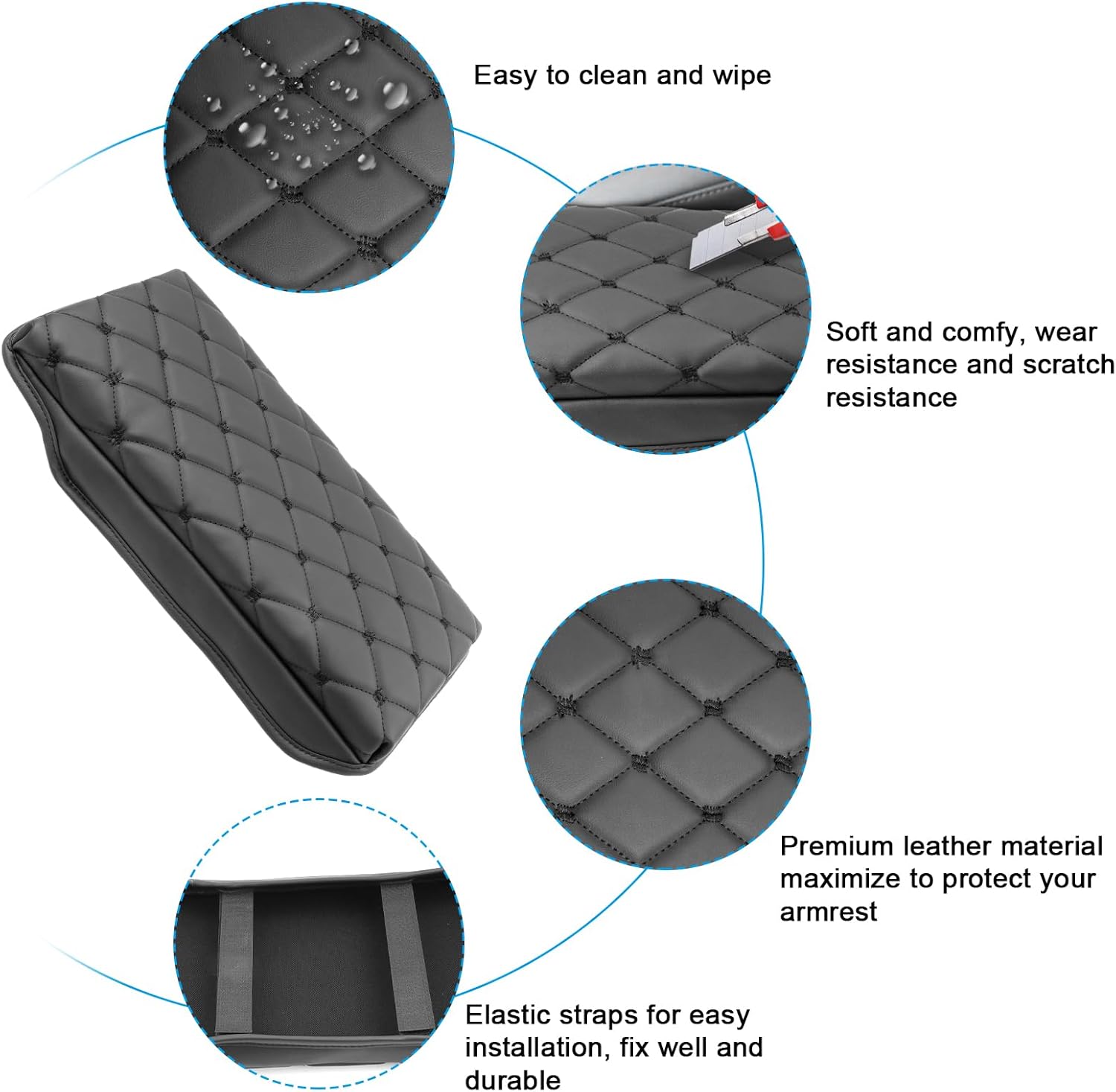 SXCY for 2023 2024 2025 Toyota Crown Signia Armrest Cover Pad for Toyota Crown Signia Accessories 2025 Crown Signia Center Console Cover Cushion 2025 Crown Middle Console Cover (w/Argyle&Black Dots)