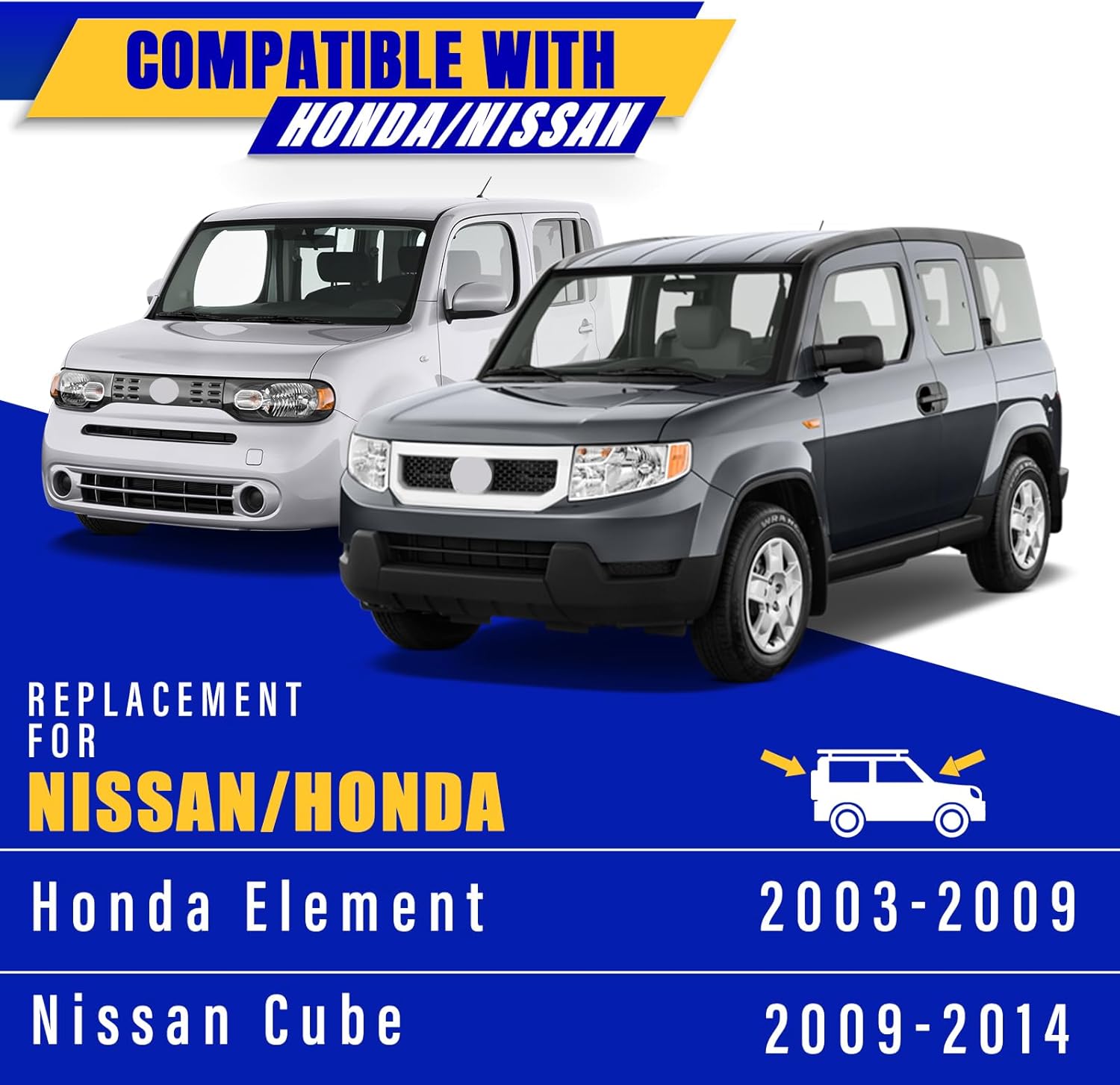 3 wipers Replacement for 2003-2009 Honda Element/2009-2014 Nissan Cube, Windshield Wiper Blades Original Equipment Replacement - 20"/20"/12" (Set of 3) U/J HOOK