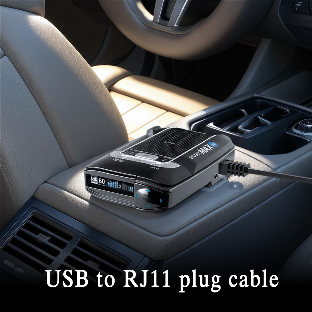 Radar Detector Cable, USB to RJ11 Plug Cord Compatible with Escort Passport 9500i, MAX360, Uniden R1 R3 R7, Beltronics,Radenso XP etc, 5Ft Length Replacement Radar Detector Cable