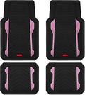 Rubbermaid Car Floor Mat, Heavy Duty All-Weather Car Mats Full Set with Dual-Tone Pink Aluminum Inserts – Universal Fit, Anti-Slip Backing, Trim-to-Fit for Most SUV, Sedan, Van