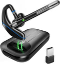 Bluetooth Headset V5.3, Wireless Earpiece with 1000mAh Charging Case, 96H Talktime, Hands Free Noise Canceling Headphones with Dual-Mic for Computer Cell Phones Trucker Home Work (Blue)