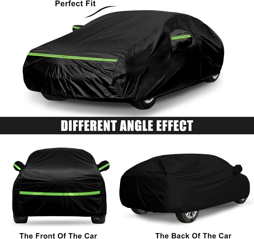 Waterproof Car Cover Compatible with Toyota Avalon 2005-2025, Black 210T Inside Cotton Cover with Door Zippers for Snow Rain Dust Outdoor Protection