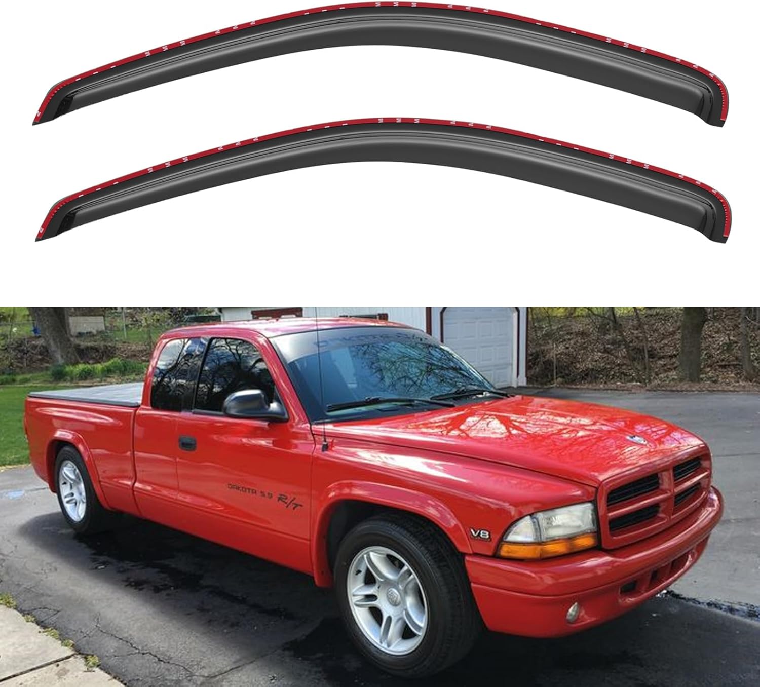 in-Channel Window Visors Rain Guards Shield for 1997-2004 Dodge Dakota Regular Cab, 2Pcs Window Vent Wind Deflectors Visors Shades for 97-04 Dakota
