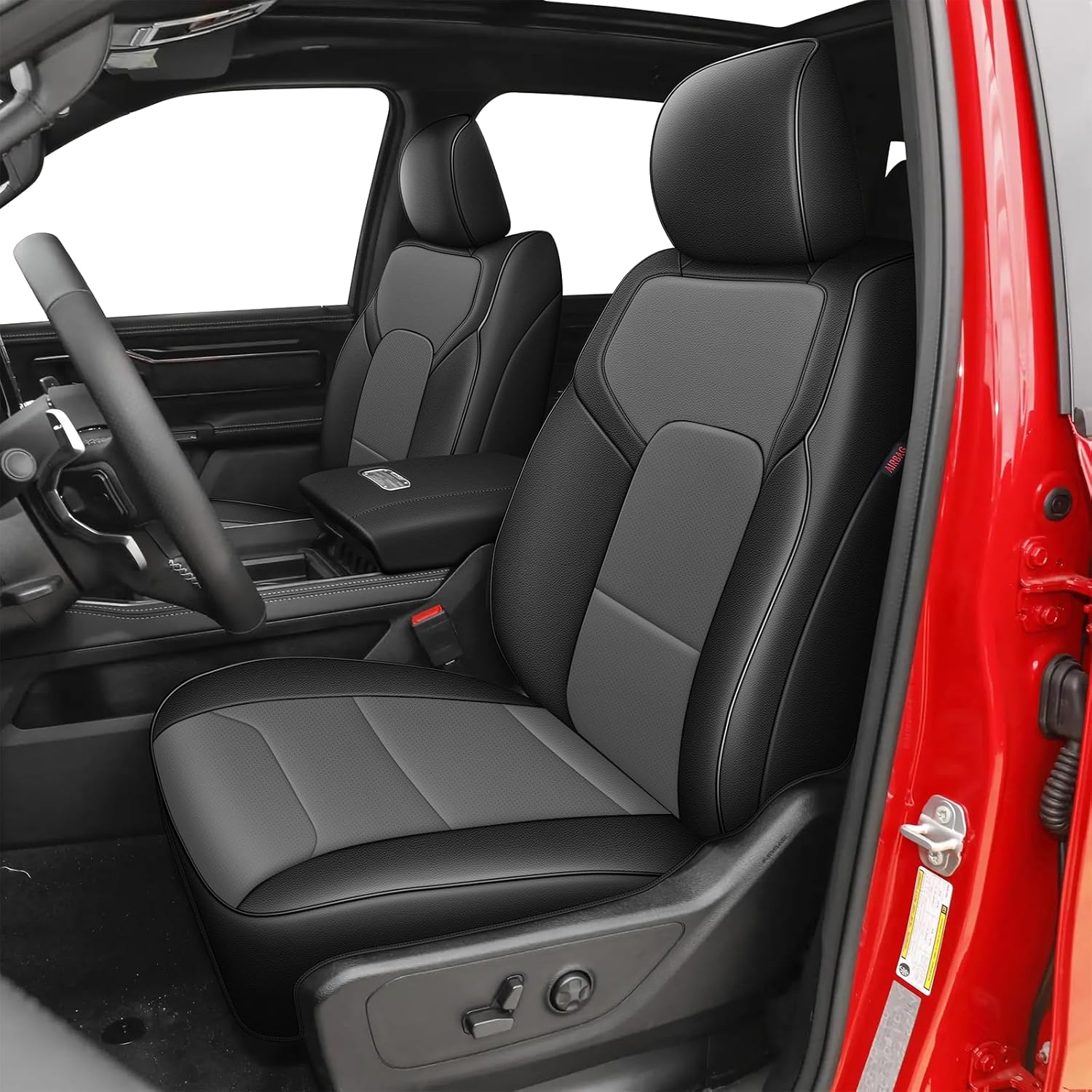 AOMSAZTO Seat Covers for Ram 2500: 2019 2020 2021 2022 2023 2024 2025 Custom Fit Car Seat Covers Full Set (Black+Gray)