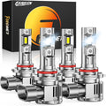 forenner Fahren 9005 9006 𝐋𝐄𝐃 Bulbs, 𝟏𝟎𝟎𝟎𝟎𝟎𝐋𝐌 𝟏𝟎𝟎𝟎% Super Brighter, 1:1 Size HB3 HB4 fog light bulb 6500K Cool White, Plug and Play IP68 Waterproof, Pack of 4
