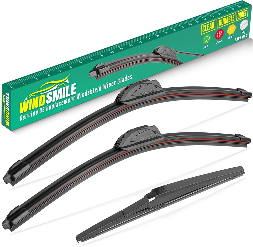 24" 19" 12" Windshield Wiper Blades Replacement for Dodge Journey 2009-2020 Premium All Weather Front Rear Wipers Set - OEM Quality (Pack of 3)