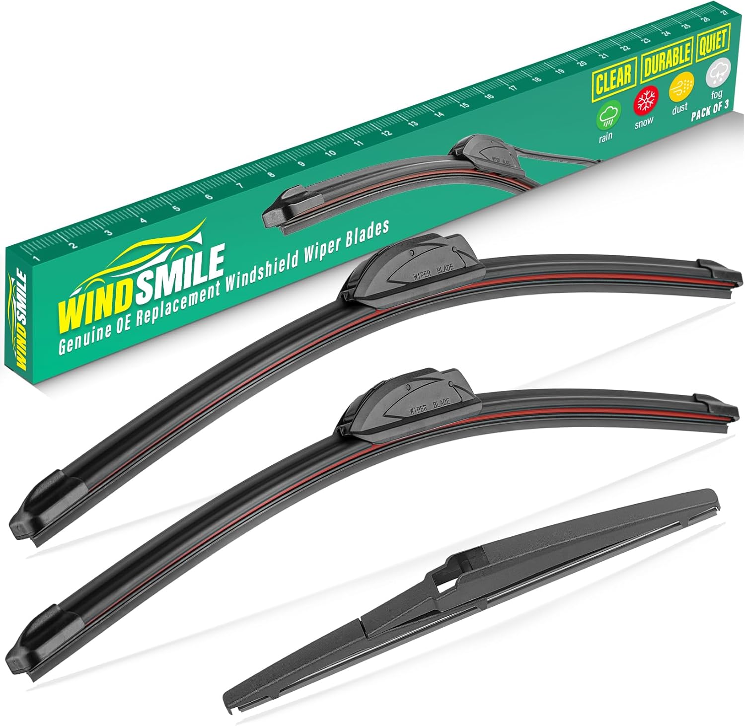 24" 19" 12" Windshield Wiper Blades Replacement for Dodge Journey 2009-2020 Premium All Weather Front Rear Wipers Set - OEM Quality (Pack of 3)