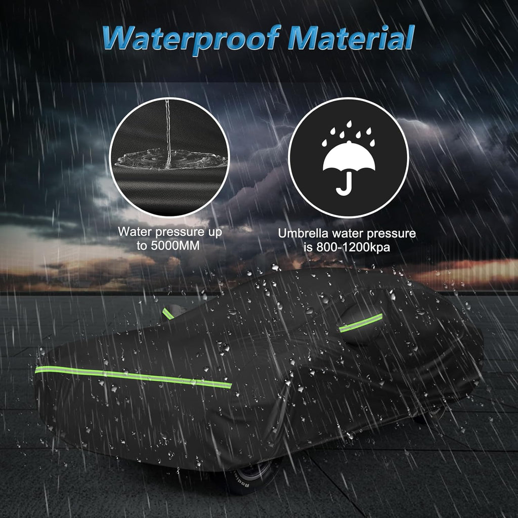 Waterproof Car Covers for Chevrolet Chevelle Malibu SS Sedan/Coupe 1964-1972, 420D Oxford Cloth Sun Heat Protection Outdoor Full Covers with Driver Side Zipper Windproof Heavy Duty All Weather