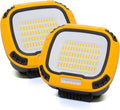 2 Pack Magnetic Work Light Rechargeable 5000Lumens, LED Flood Light with 4 Brightness & 4 Color, 36 Hours Runtime, USB-A Output & Waterproof for Car Repair, Construction, Emergency, Garage, Hurricane