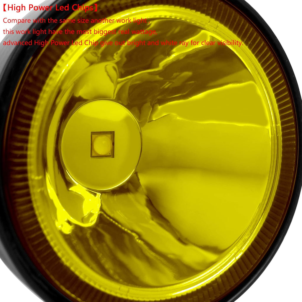 Led Pod Lights Spot Fog Lights Amber/Yellow 2Pcs 60W 4 Inch Work Auxiliary Lights Ditch Lights Fit for Motorcycle Truck Car SUV ATV Boat pickups Tractor 12V 24V Led Driving OffRoad Lights