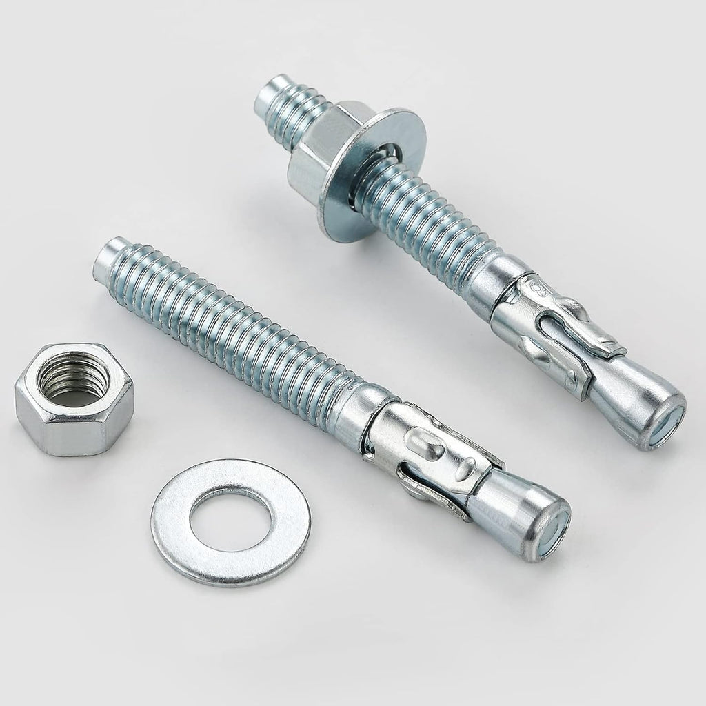 1/4x1-3/4 100Pcs Inch Standard Fasteners for Heavy-Duty Zinc Wedge Anchors for Cement and Concrete