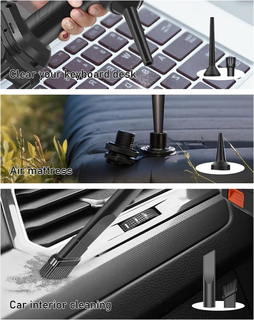 BENJEN Portable Vacuum Cleaner for Car, Cordless Handheld Car Vacuum 16000PA High Power with Brushless Motor, Two Batteries Long Endurance, Mini Vacuum Cleaner for Home, Office, Pet