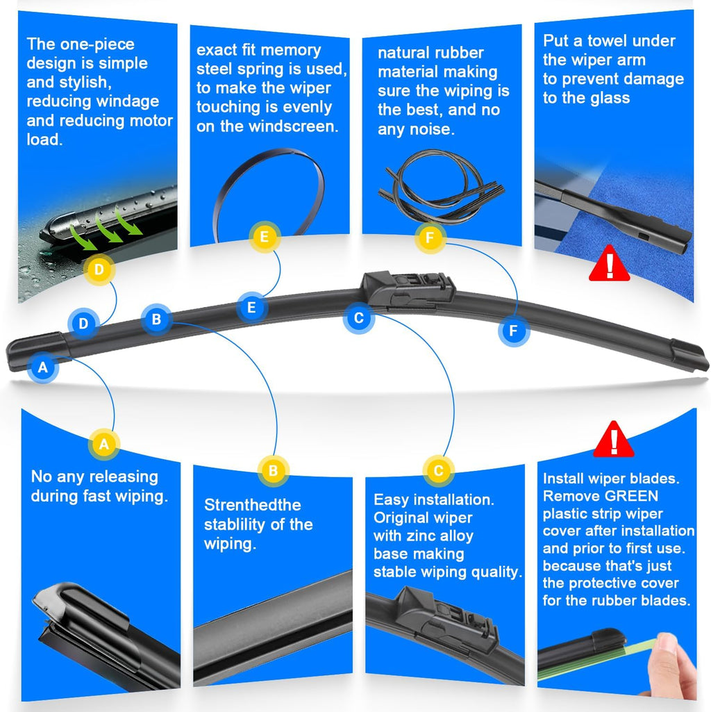 Windshield Wiper Blades Replacement for 2018-2023 BMW X3 X4 Original Factory Quality Front Rear Wipers Blade Set for My Car - 26" 20" 12" (Pack of 3)