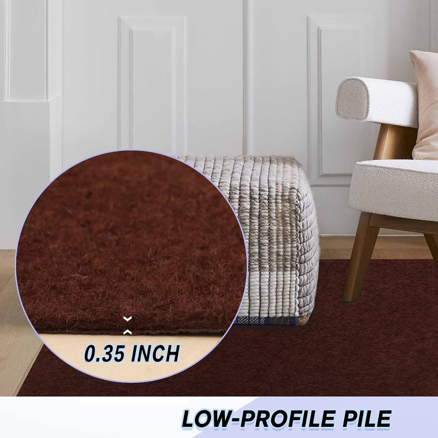 Custom Size Backed Non-Slip Area Rugs Runner, Easy Clean, Waterproof Runner Rugs for Hallway Entryway, Kitchen, Laundry, 2FT x 30FT, Brown