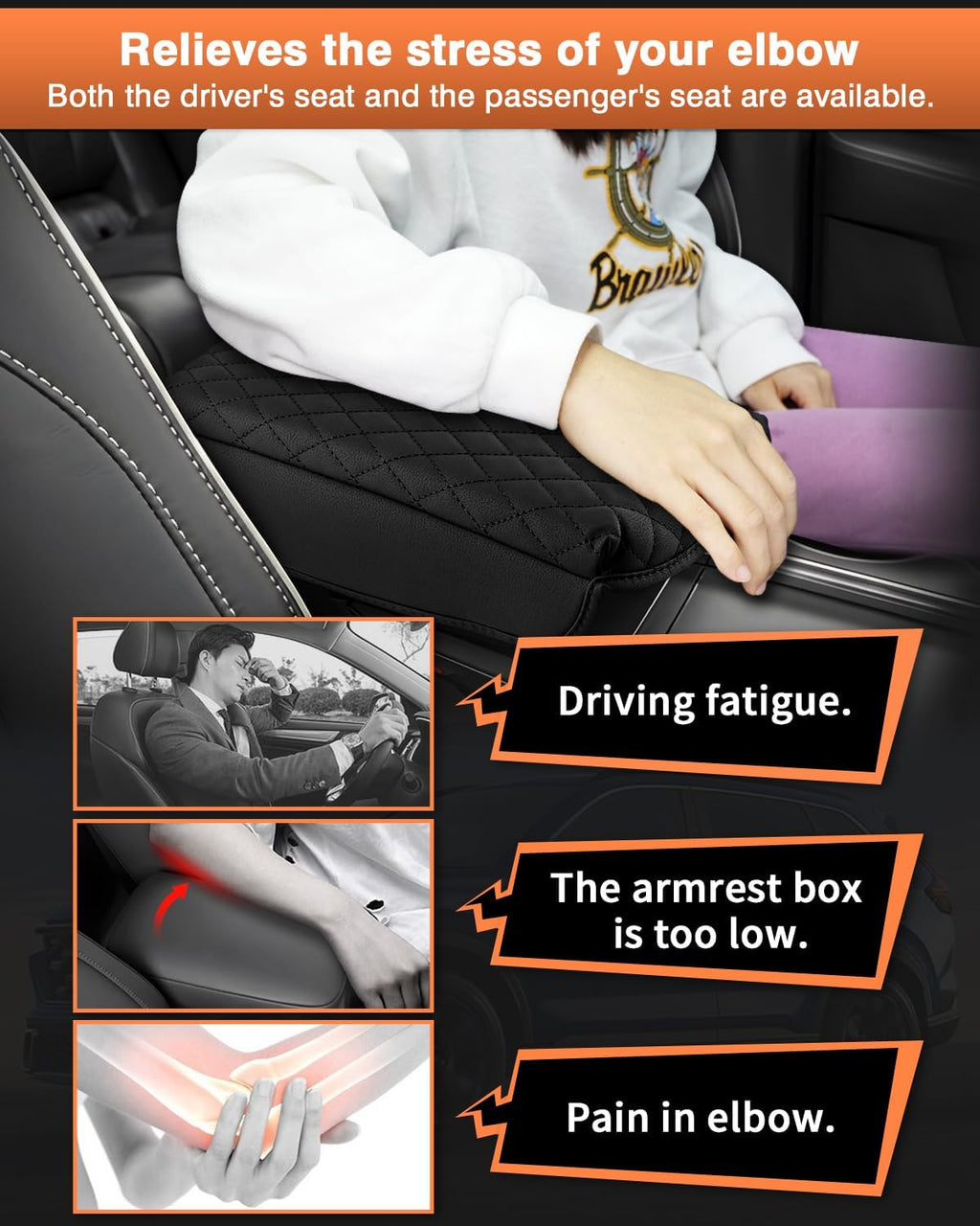 Shademax Custom Fit for Center Console Cover Acura MDX 2022 2023 2024 2025 2026 Accessories Armrest Cover Center Console Pad PU Leather Armrest Seat Box Cover Protector Anti-Scratch Black