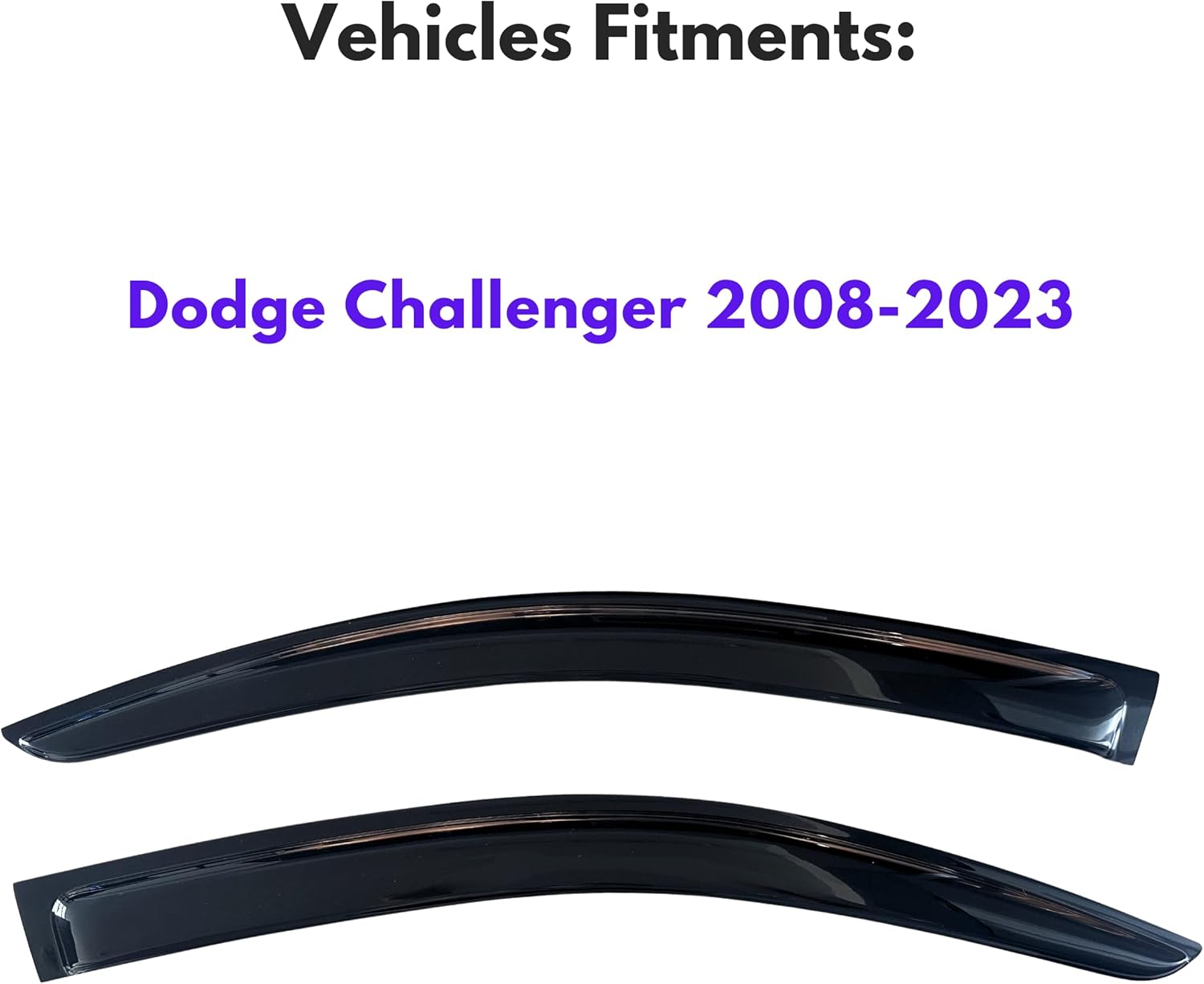 KPY Window Visor Compatible with Dodge Challenger 2008-2023, 2PC Rain Guard Side Window Vent Deflectors Tape-On Style, 2008 2009 2010 2011 2012 2013 2014 2015 2016 2017 2018 2019 2020 2021 2022 2023