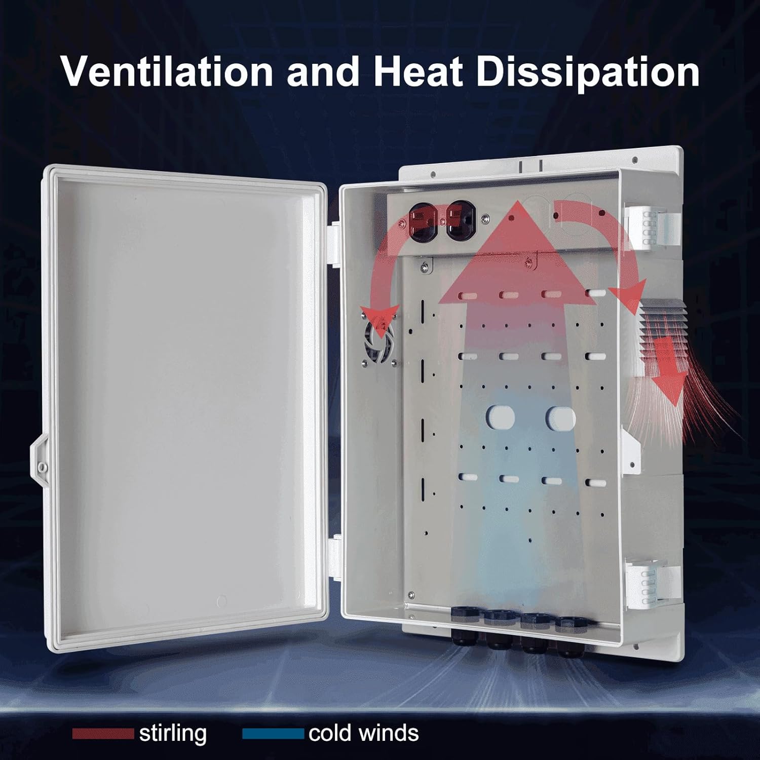 Outdoor Electrical Junction Box with High Power Outlet, ABS Water Resistant Enclosure with Internal Mounting Panel & Hinged Cover (16" H* 12" L* 4" W)