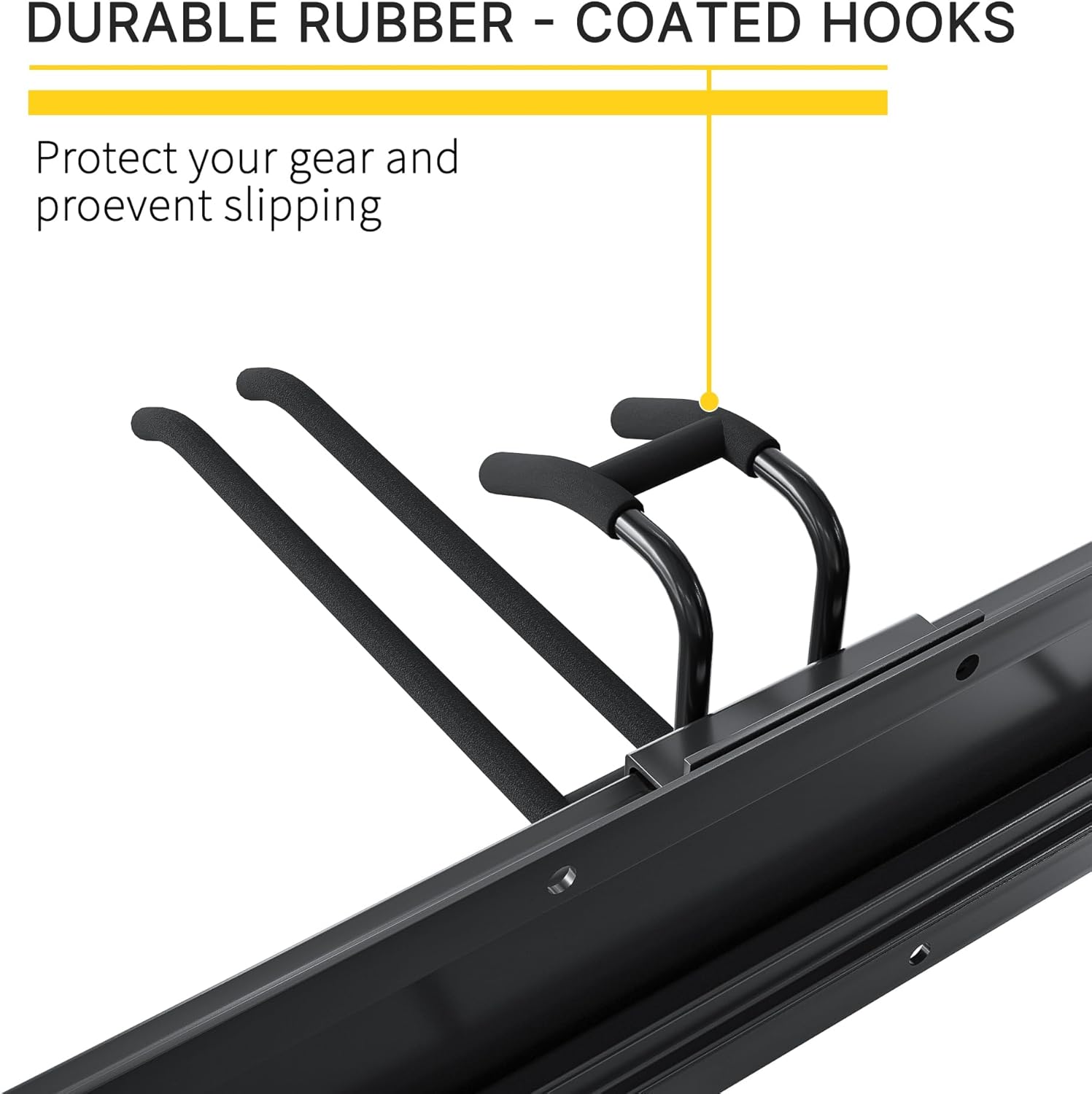 Garage Organization, Garage Tool Organizer Wall Mount with 48 inches Rails and 6 Double-layer Hooks, Tool Organizer Rack For Yard Tools, Shovel, Chair, Snowborad