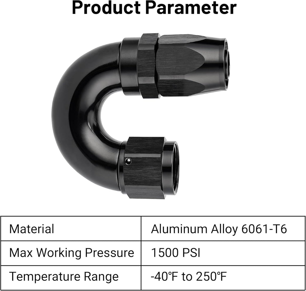 EVIL ENERGY 10AN 180 Degree One Piece Full Flow Hose End Fitting Swivel For CPE Braided Hose