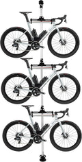 Floor to Ceiling 3 Bike Vertical Freestanding Hanger Parking Rack, Bicycle Storage Rack 360° Adjustable Hook Indoor Bike Storage Pole Stand for Storing Bicycles in Garages or Apartments