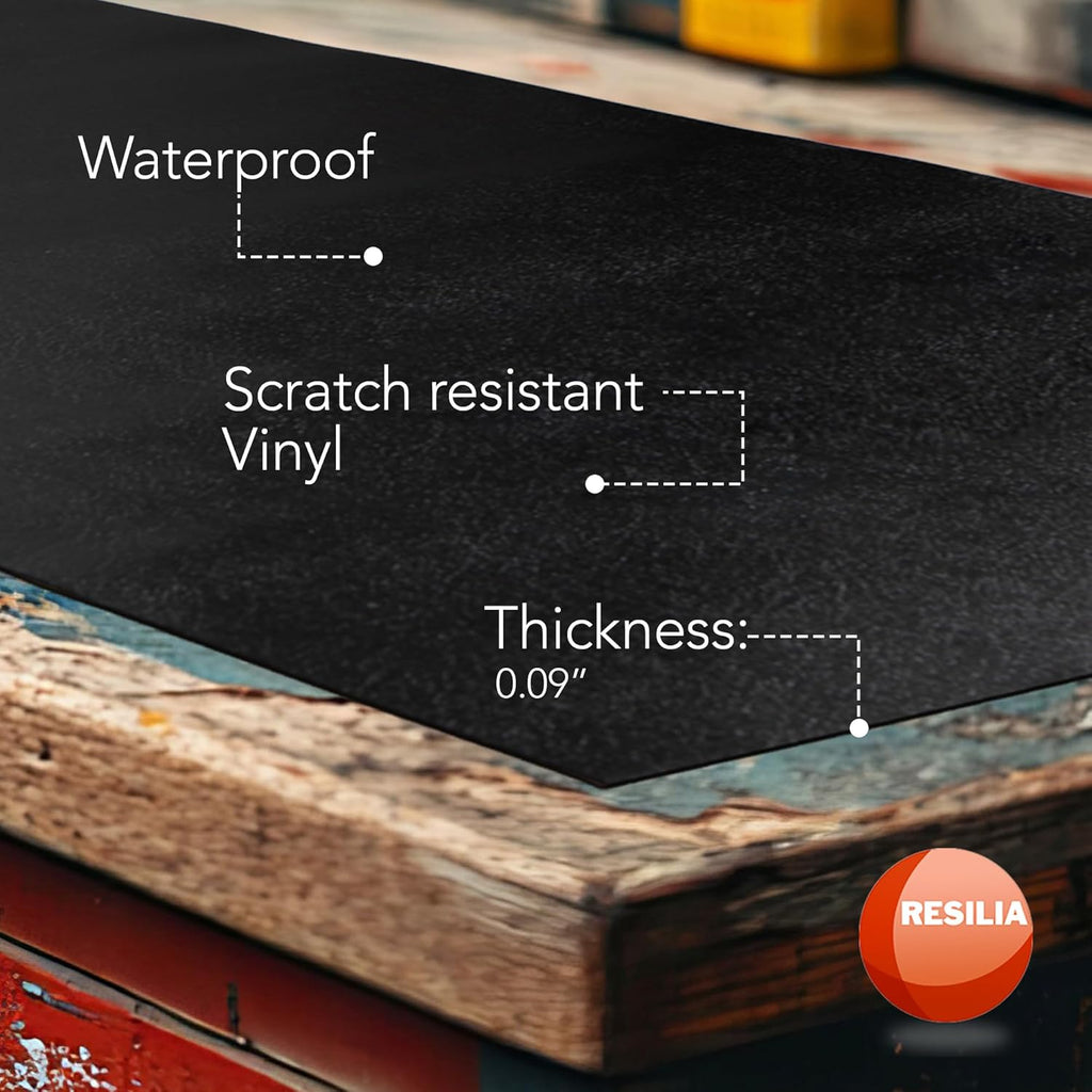 RESILIA Work Bench Mat - 28" X 96", Scratch-Resistant PVC Mats - Protect Your Workbench, Table, or Tool Station from Painting, Woodworking, Crafting, Building, & More, Black, Made in The USA