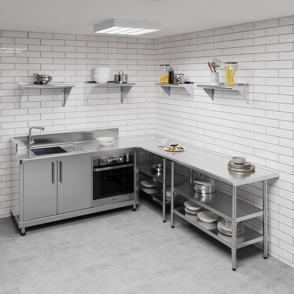 AmGood 24" Long X 10" Deep Stainless Steel Wall Shelf | NSF Certified | Appliance & Equipment Metal Shelving | Kitchen, Restaurant, Garage, Laundry, Utility Room