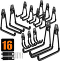QcoQce 16 Pack Heavy Duty Garage Hooks with Extension Cord Straps, Wall Mount Hooks, Garage Organization and Tool Hangers for Bike, Ladder, Ropes and Garden Tools