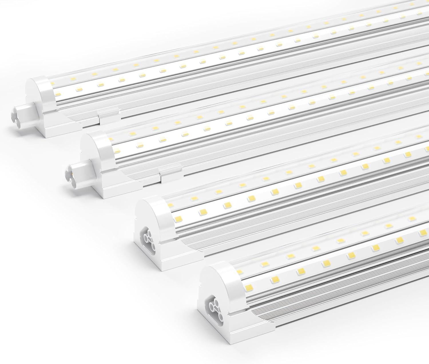 Ensenior 4 Pack 4 FT Led Shop Lights, 6000K Clear White, 5000LM Super Bright, 36W Equivalency 468W, Commercial Bay Lighting, U-Shaped Linkable Shop Lights Plug in for Garage, Workshop, FCC Certified
