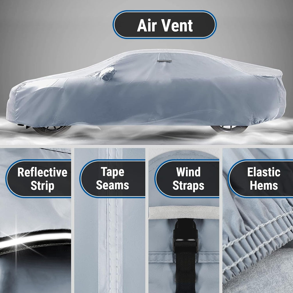 iCarCover Custom Car Cover for Pontiac Grand Prix (1988-2008) Waterproof All-Weather Rain Snow UV Sun Protector Full Exterior Indoor Outdoor Car Cover (Stripe - Gray/Black)